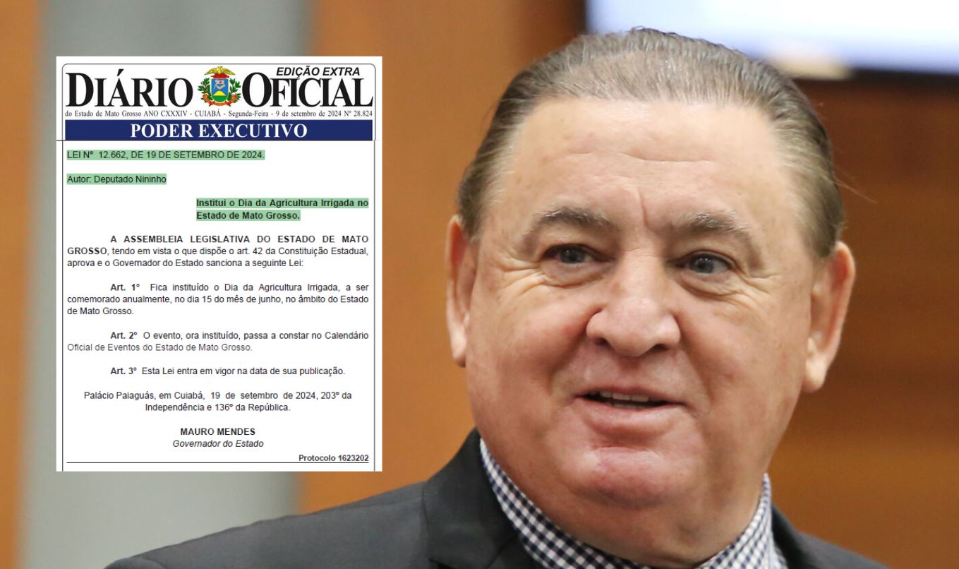 Governador Mauro Mendes sanciona projeto de Nininho que institui Dia da Agricultura Irrigada em Mato Grosso